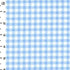 Blue gingham cotton poplin fabric showing the woven check pattern