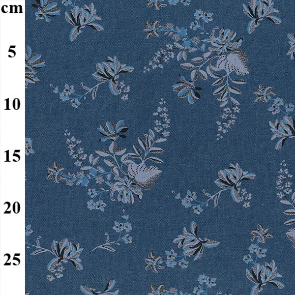 Cotton Denim Print Fabric Sample (10cm x 10cm)