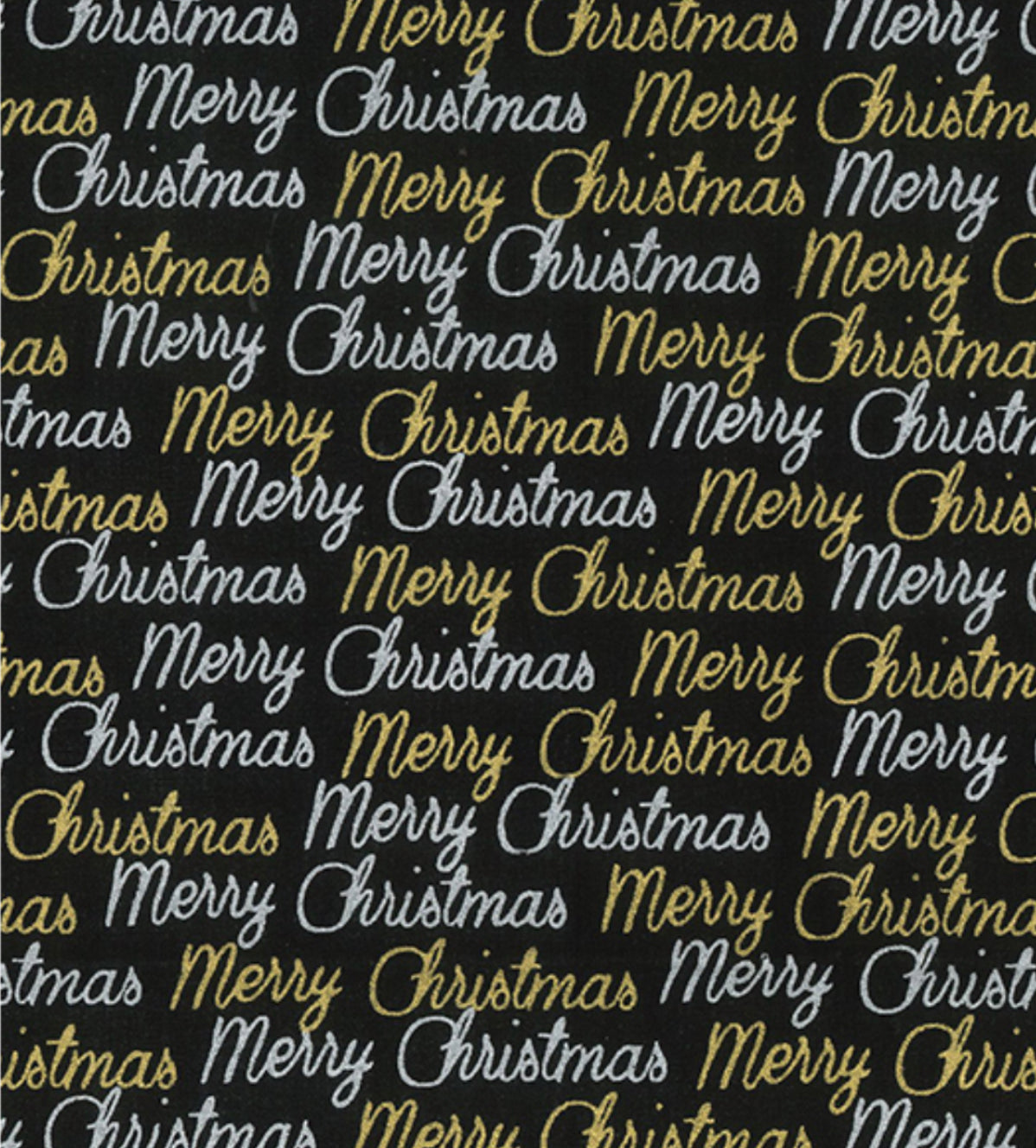 John Louden Merry Christmas Metallic Cotton Fabric – Black