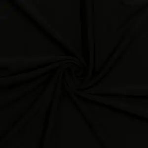 Black cotton elastane jersey fabric 215gsm stretch knit showing smooth texture