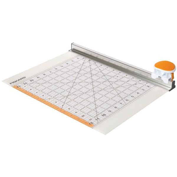 Fiskars rotary cutter and ruler 12 x 12 inch for quilting, sewing, fabric cutting and crafts.