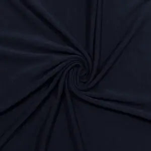 Navy cotton elastane jersey fabric 215gsm stretch knit showing smooth texture and drape