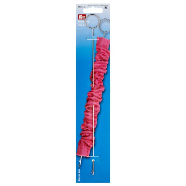 Prym loop turner sewing tool for turning fabric tubes, straps, loops and narrow sewing details.