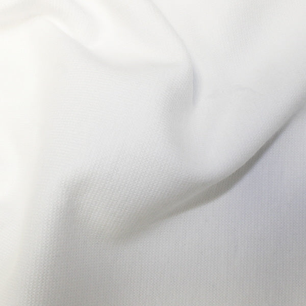 Close-up of white tubular jersey fabric 95% cotton 5% elastane 250gsm showing soft stretch knit texture
